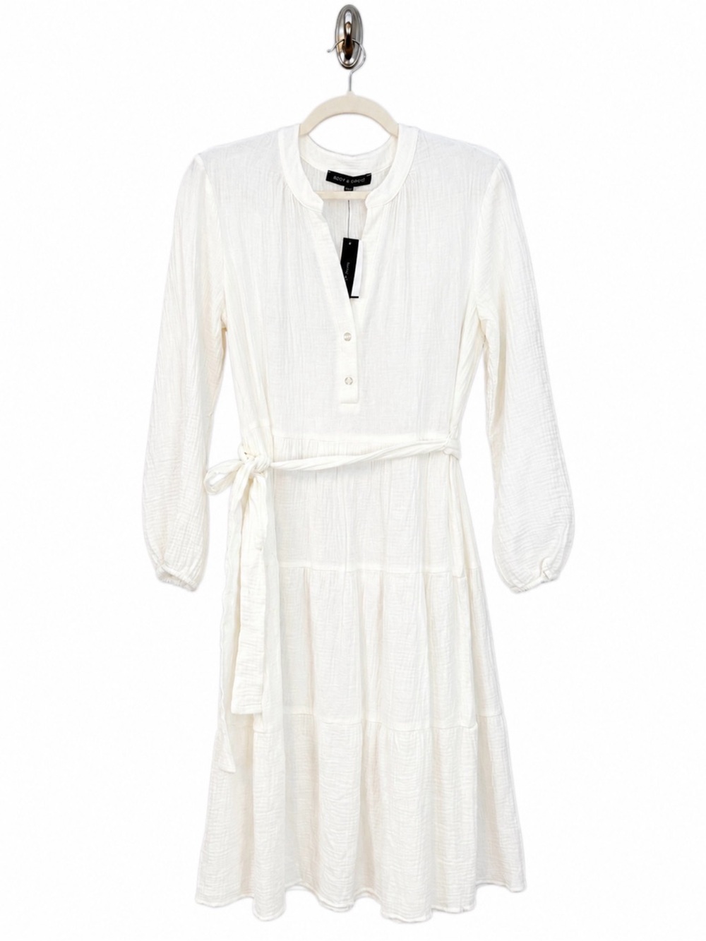 Ivoire White Long-Sleeve Tiered Dress sz Medium